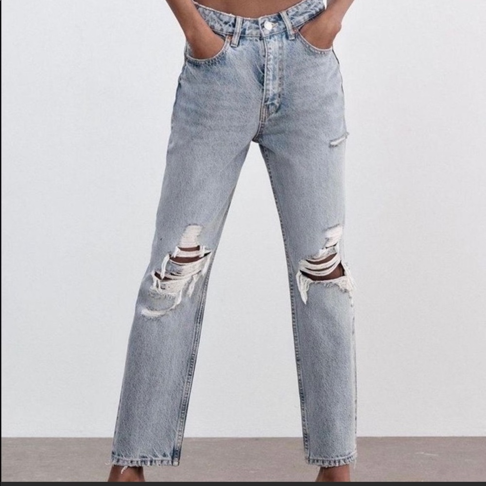 Zara blue/grey mom jeans fit. Size 12.